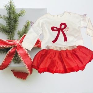 Baby Girls' Holiday Tutu Set Cat & Jack Red Tulle Skirt & Top 1st Christmas NEW